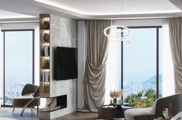 Alanya'nın Tercih Edilen Tepe Mahallesi'nde Satılık Lüks 4+1 Deniz Manzaralı Villa
