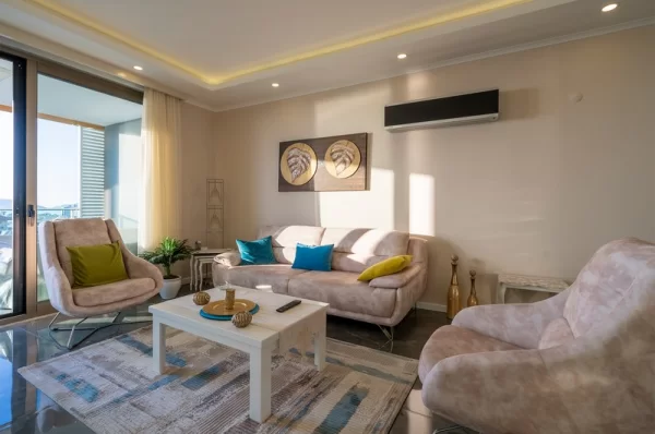 Alanya'da Modern Mobilyalı ve Nefis Alanya Manzaralı Satılık 2+1 Daire
