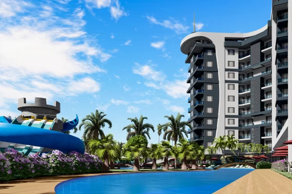 Alanya'nın En Lüks Sitesinde Deniz Manzaralı 1+1 ve 2+1 Taksitli Satılık Daireler