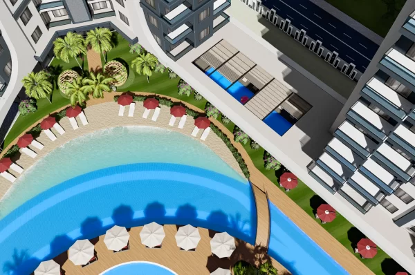 Alanya'nın En Lüks Sitesinde Deniz Manzaralı 1+1 ve 2+1 Taksitli Satılık Daireler
