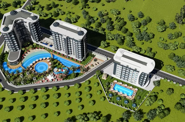 Alanya'nın En Lüks Sitesinde Deniz Manzaralı 1+1 ve 2+1 Taksitli Satılık Daireler
