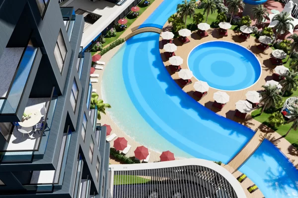 Alanya'nın En Lüks Sitesinde Deniz Manzaralı 1+1 ve 2+1 Taksitli Satılık Daireler